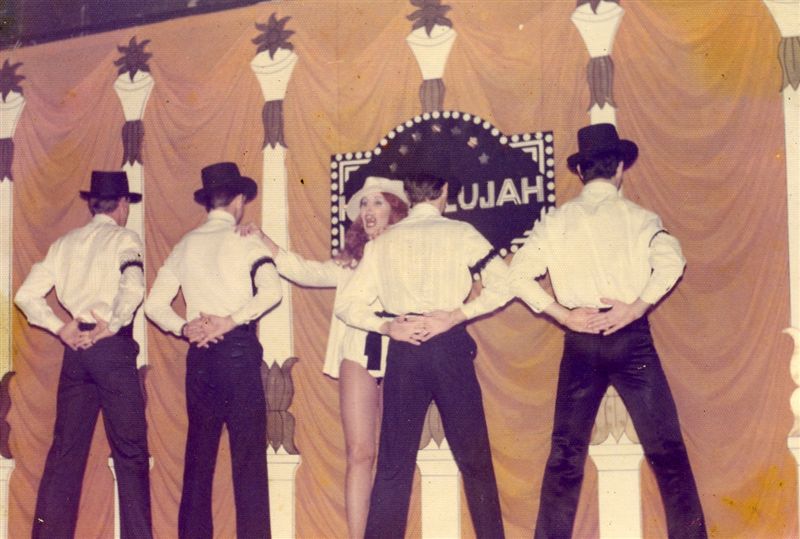 Miss P performing with four unknown individuals at Tampa, possibly at The Horny Bull. This photo dated 1975 and from Paul Wegman's personal collection.

Images may be used for educational purposes only.
Image credit: Image courtesy of LGBTQ History Museum of Central Florida.
For all other purposes please email: floridalgbtqmuseum@gmail.com